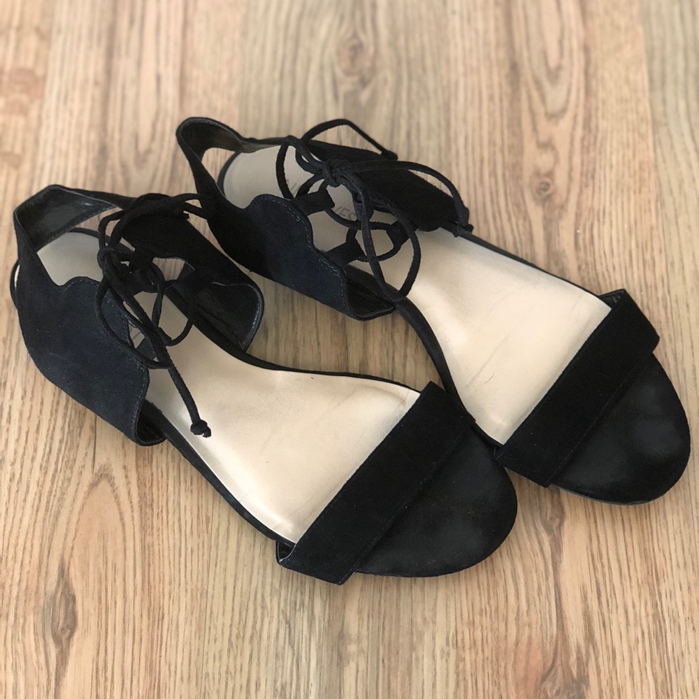 Black Nine West Tie Front Sandals
